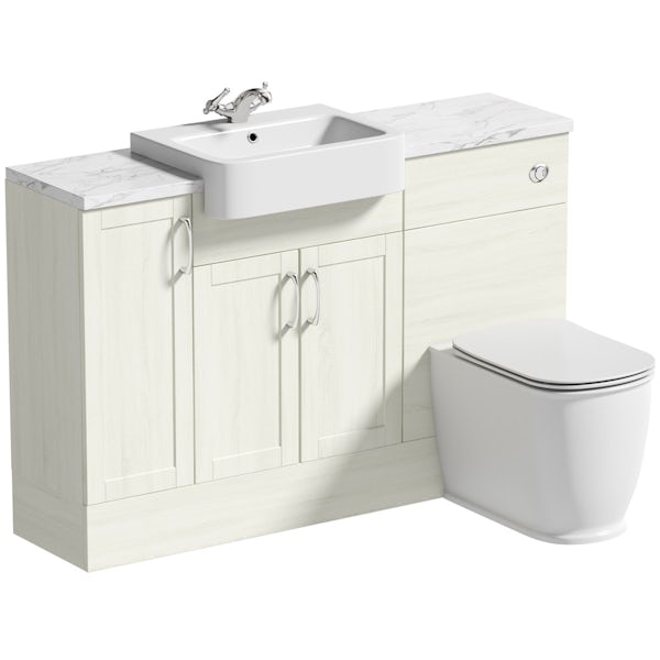 The Bath Co. Newbury white small fitted furniture combination with white marble worktop