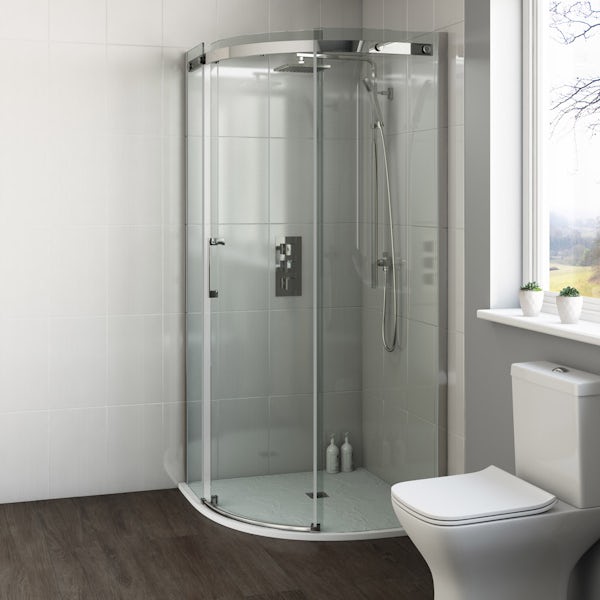 Mode Harrison 8mm easy clean quadrant shower enclosure with white slate effect tray 900 x 900