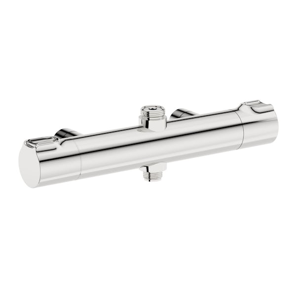 Cool touch thermostatic shower bar valve with dual outlet