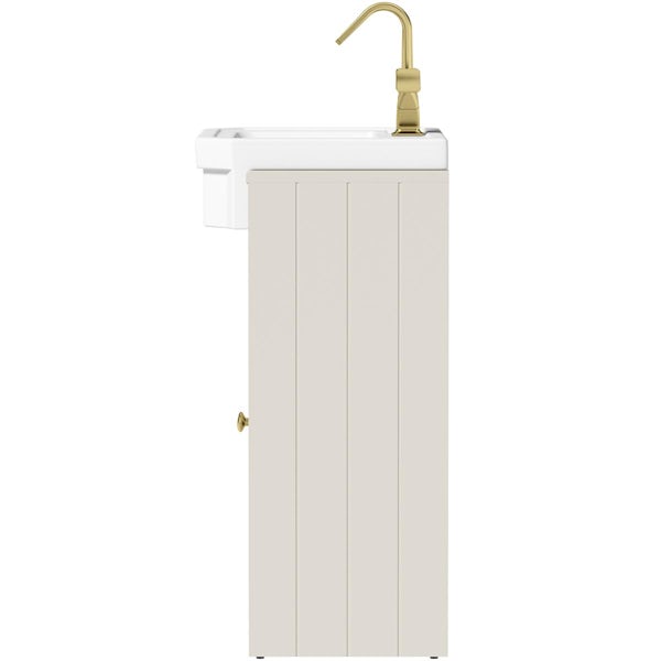 Orchard Dulwich stone ivory floorstanding vanity unit and Eton semi recessed basin 600mm - brushed brass