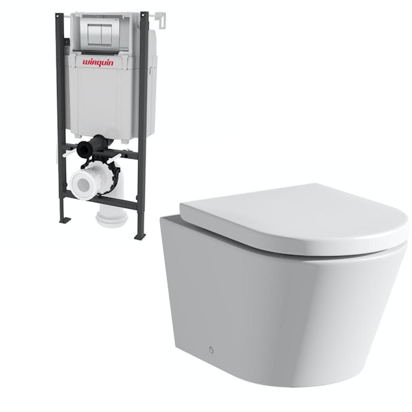 Mode Tate rimless wall hung toilet, Macdee Wirquin universal wall hung toilet frame with push plate cistern 0.82m