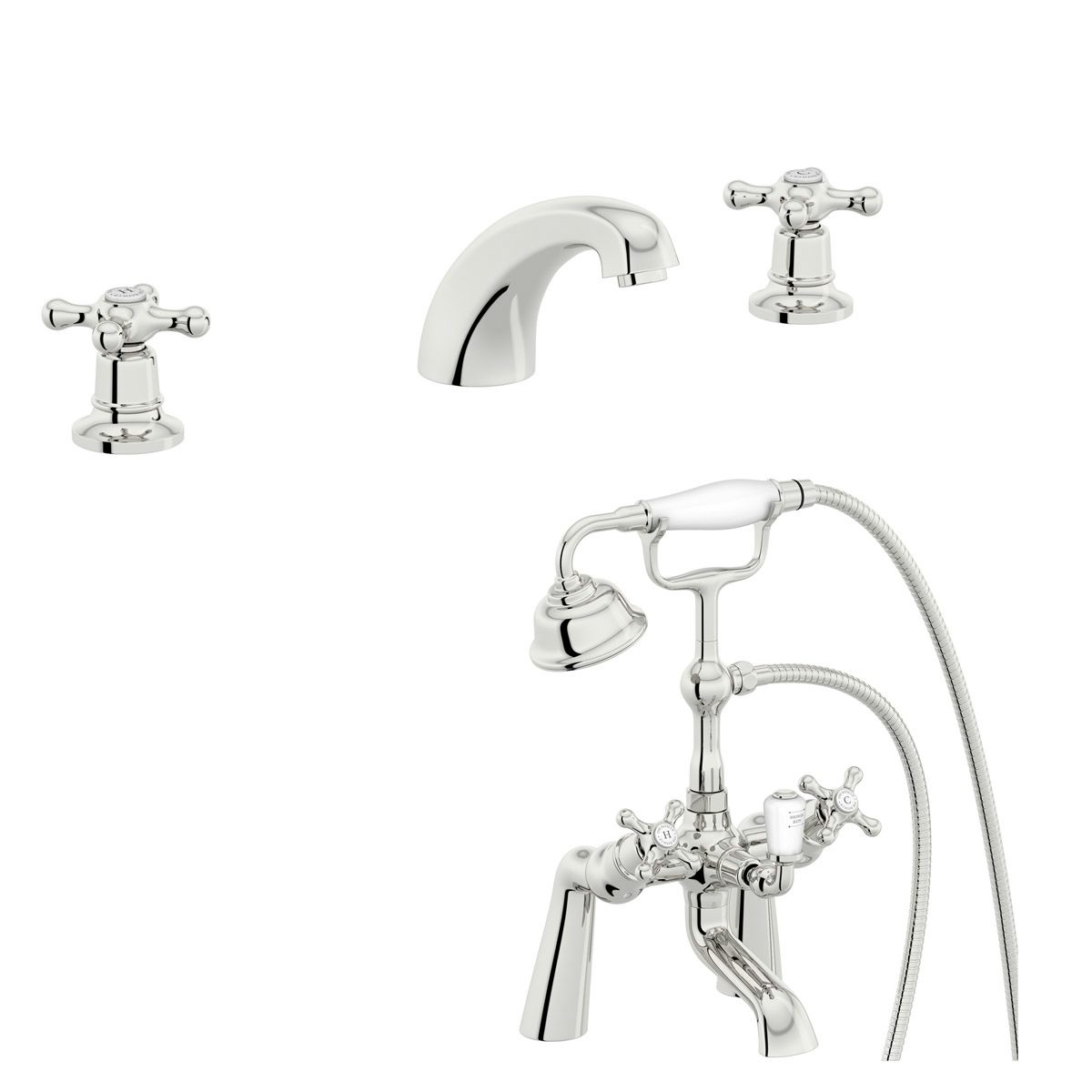 The Bath Co. Camberley 3 hole basin and bath shower mixer tap pack