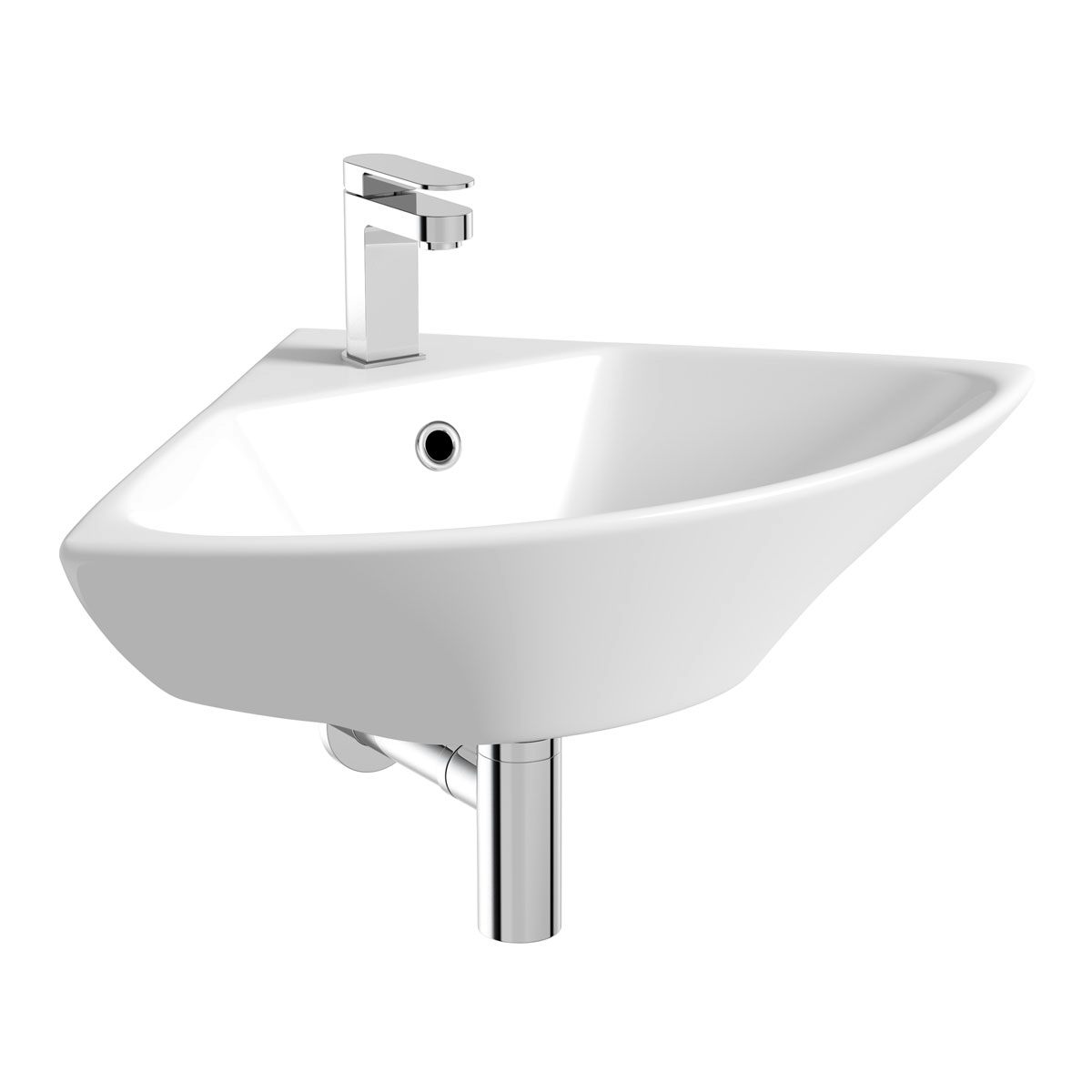 Orchard Derwent corner 1 tap hole cloakroom wall mounted basin 450mm