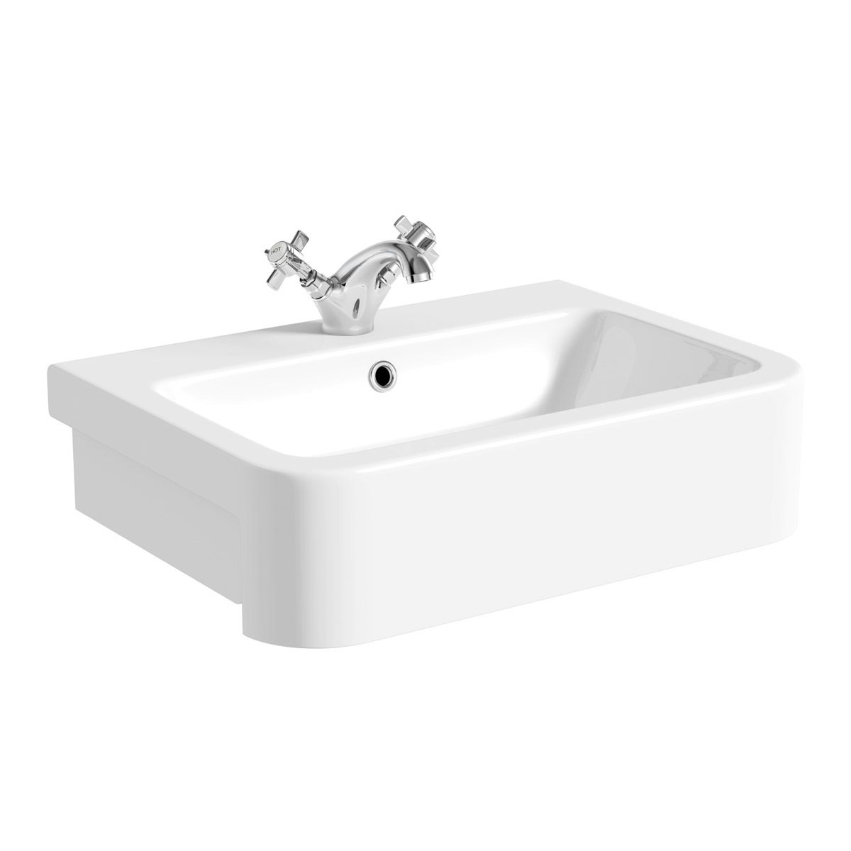 Orchard Dulwich 1 tap hole semi recessed countertop basin 565mm