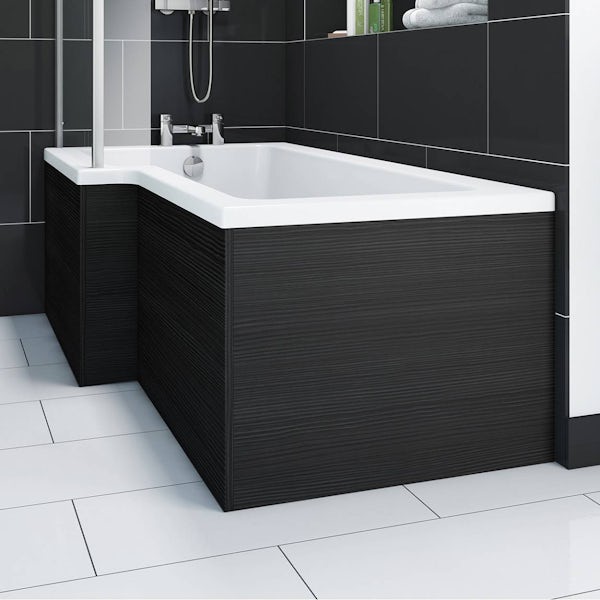 L shaped shower bath wooden end panel Drift essen 700mm