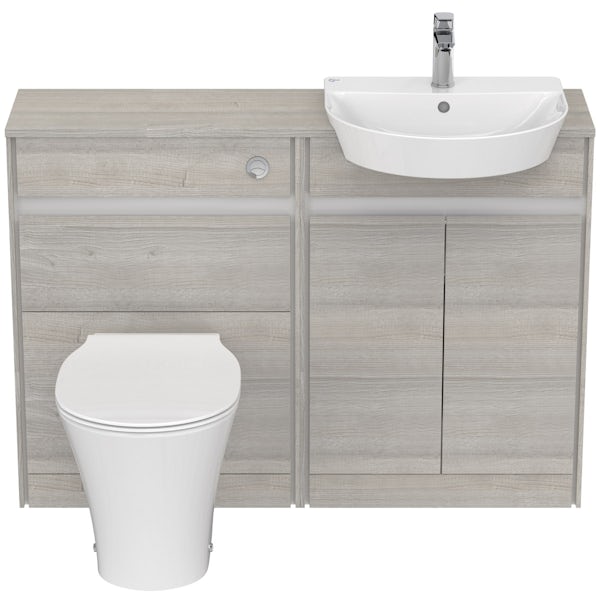 Ideal Standard Concept Air wood light grey 1200 combination unit with toilet and seat