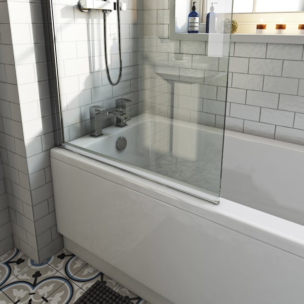 Mode 8mm hinged shower bath screen with rail