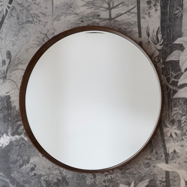 Accents Keaton round mirror in walnut 1000 x 1000mm