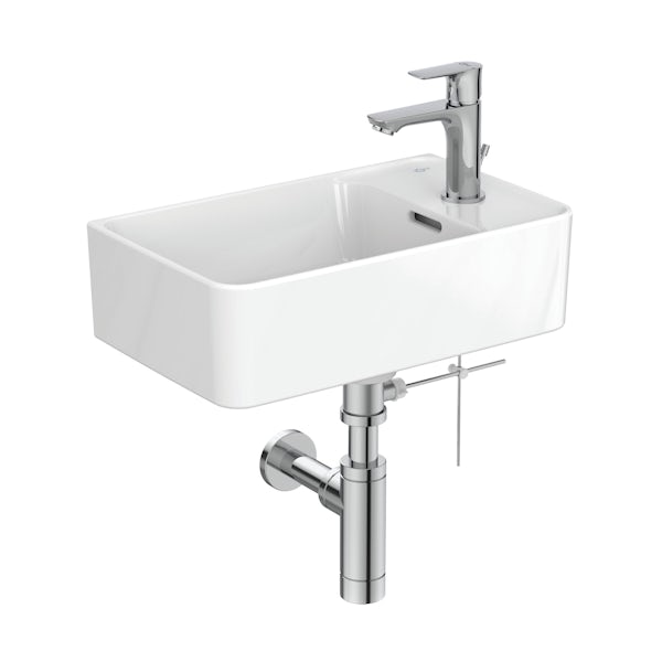 Ideal Standard Strada II wall hung cloakroom suite with right hand wall hung basin 450mm