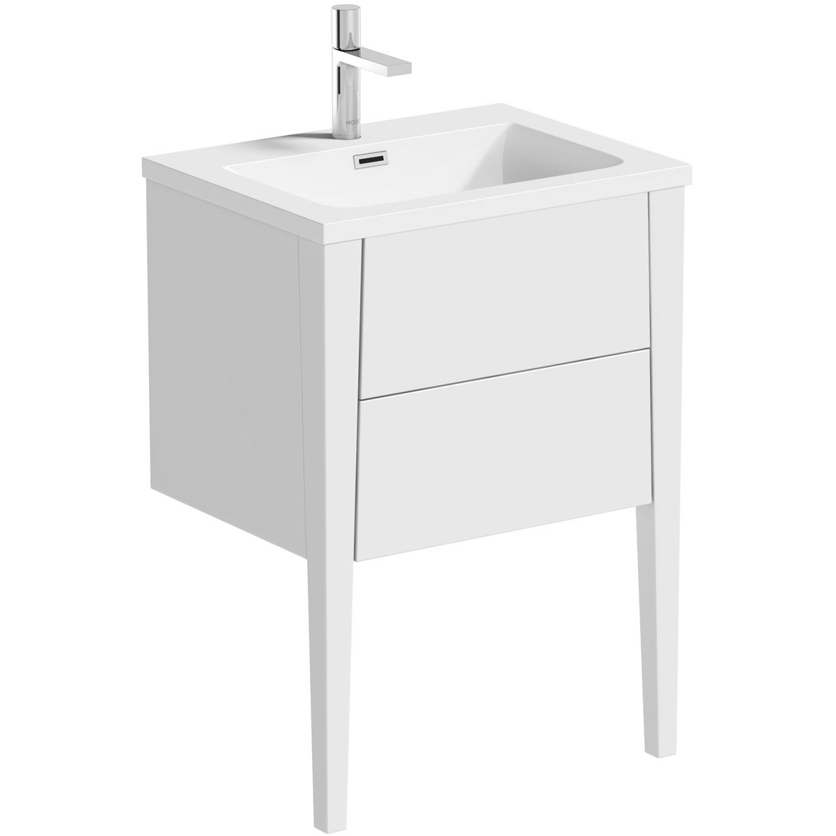 600 mm White Gloss Vanity Sink Unit Ceramic Basin Wall Hung Bathroom Furniture MV804 
