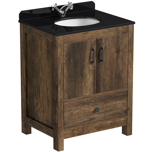 The Bath Co. Dalston floorstanding vanity unit and black marble basin 650mm with tap