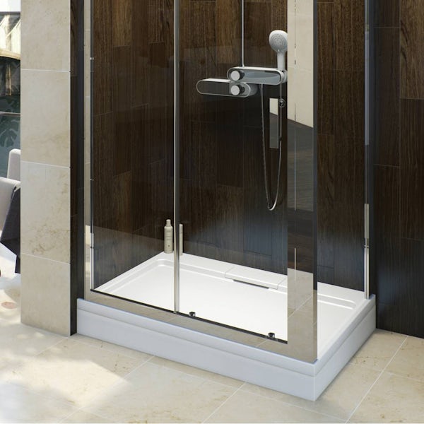 Designer Rectangular Stone Shower Tray & Riser Kit 1000 x 800