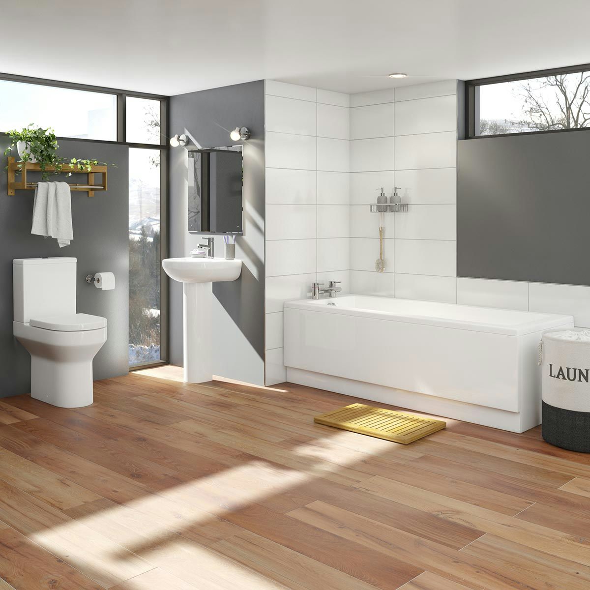 Orchard Wharfe bathroom suite with straight bath 1800 x 800