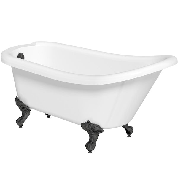 Orchard Traditional single ended slipper bath with matt black ball and claw feet
