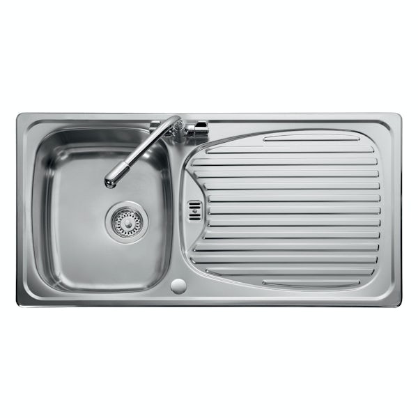 Leisure Euroline reversible stainless steel 1.0 bowl kitchen sink and Schon dual lever kitchen tap