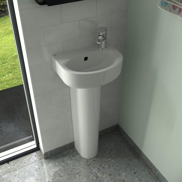 Ideal Standard Concept Space right handed 1 tap hole full pedestal basin 350mm