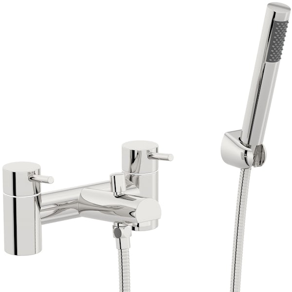 Orchard P shaped left handed shower bath with screen and bath mixer tap pack