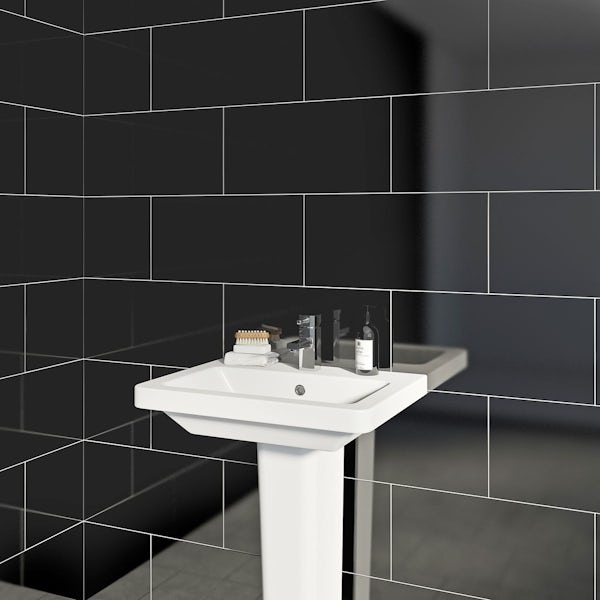 British Ceramic Tile Pure black gloss tile 248mm x 498mm