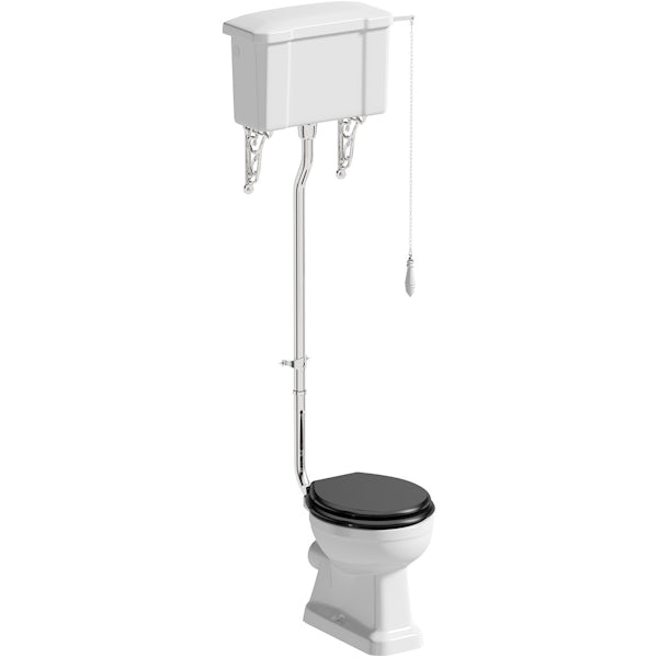 The Bath Co. Camberley high level toilet with wooden soft close seat black