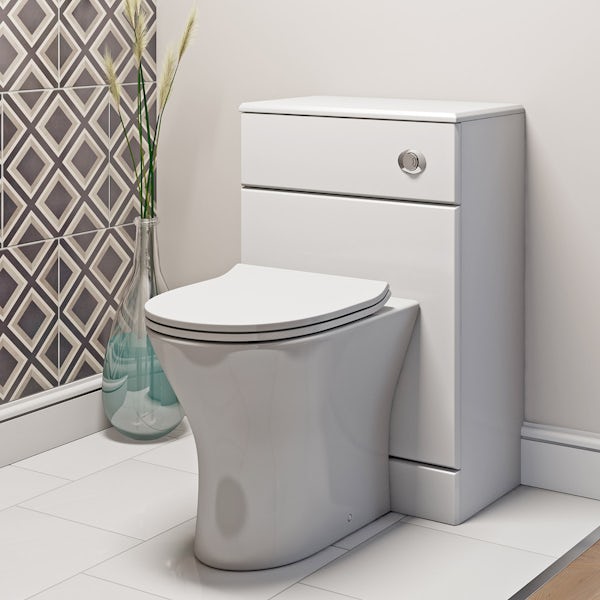 Derwent Round back to wall toilet with soft close slim toilet seat