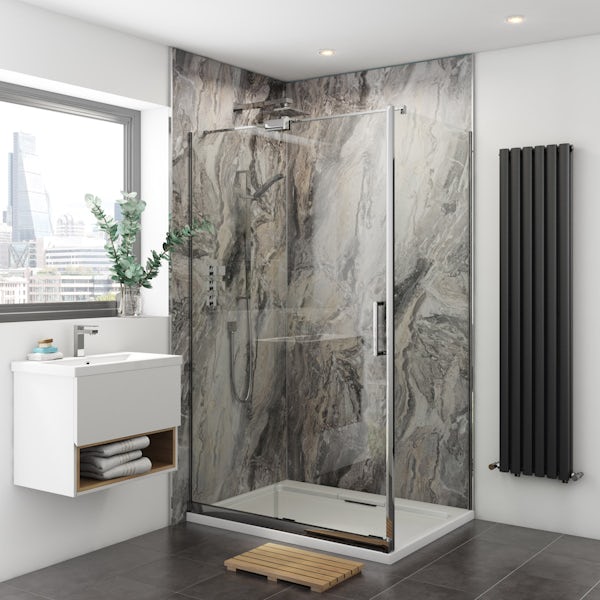 Multipanel Classic Cappuccino Stone unlipped shower wall panel 2400 x 1200