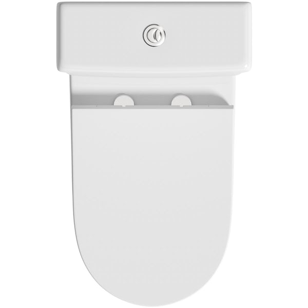 Orchard Derwent round shrouded close coupled rimless toilet with wrap over soft close seat