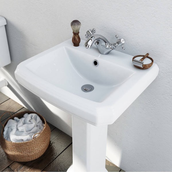 The Bath Co. Dulwich matt white bathroom suite with straight bath 1700 x 700mm