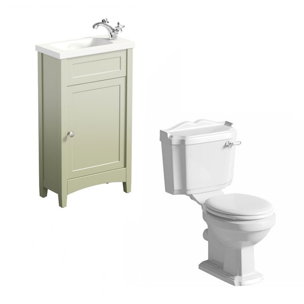 Camberley sage cloakroom unit with Winchester close coupled toilet