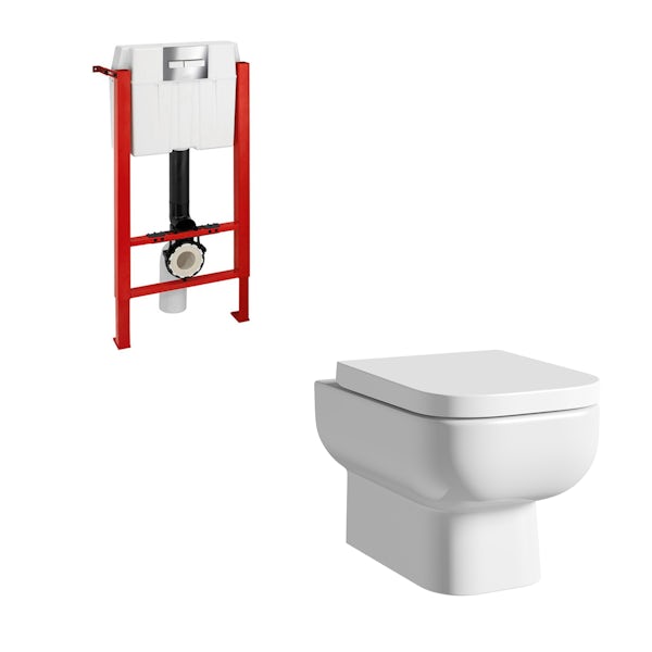 RAK Series 600 wall hung toilet with soft close seat and wall mounting frame
