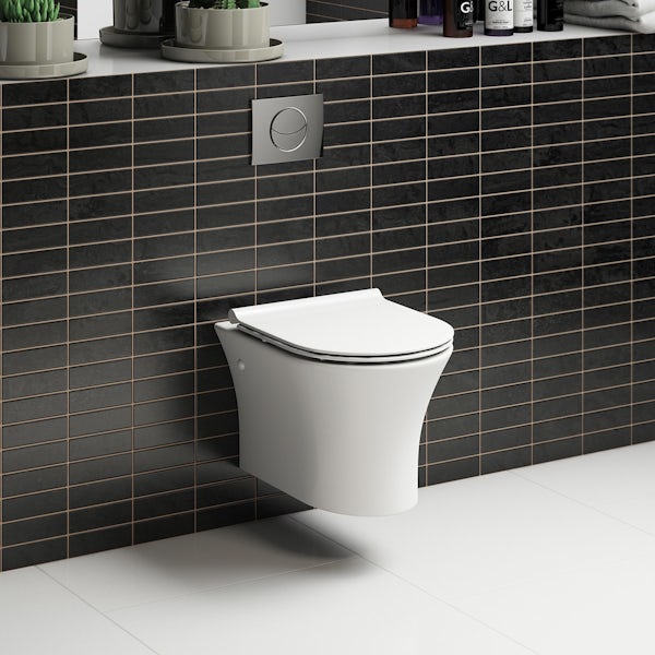 Mode Hardy wall hung toilet inc slimline soft close seat and wall mounting frame