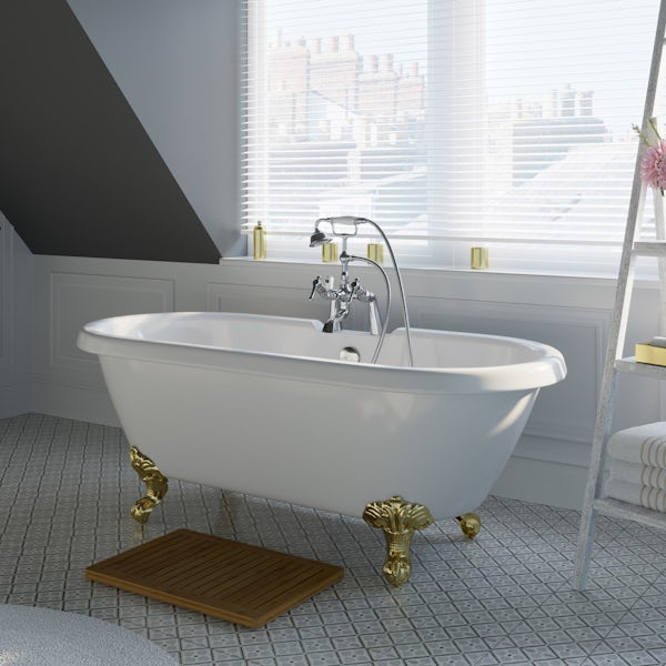 The Bath Co. Dulwich roll top freestanding bath with gold claw feet 1695 x 740