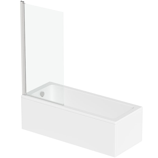 Clarity square edge straight shower bath with 5mm shower screen
