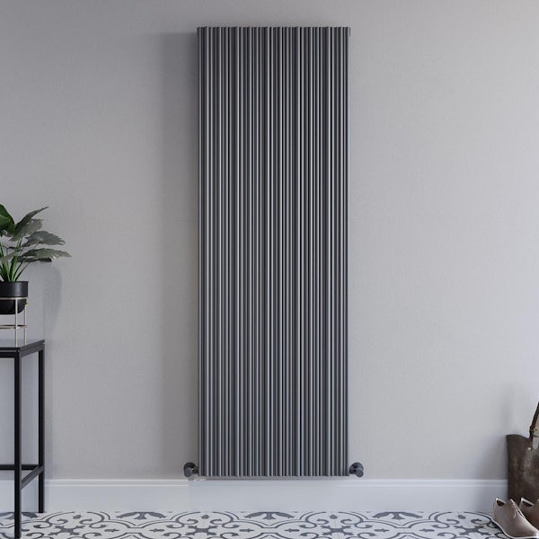 The Heating Co. Quebec vertical matt grey aluminium radiator
