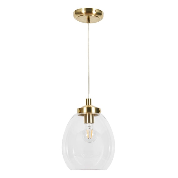 Forum Tulip IP44 glass pendant bathroom ceiling light in satin brass