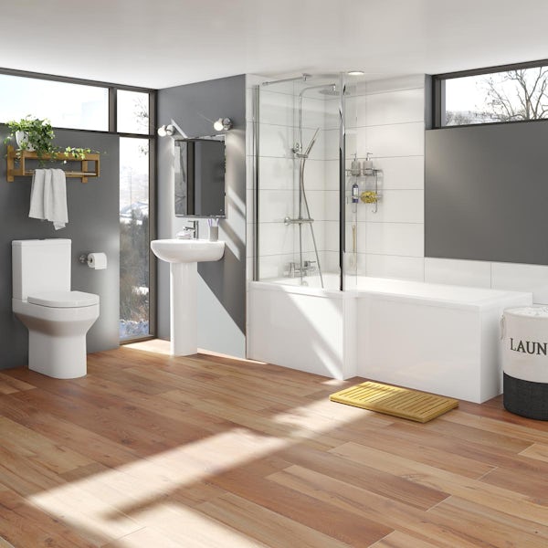 Orchard Wharfe bathroom suite with left handed L shaped shower bath 1700 x 850