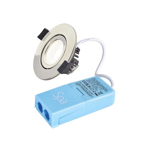 Forum Como IP65 tiltable fire rated adjustable LED downlight in satin nickel with colour change technology