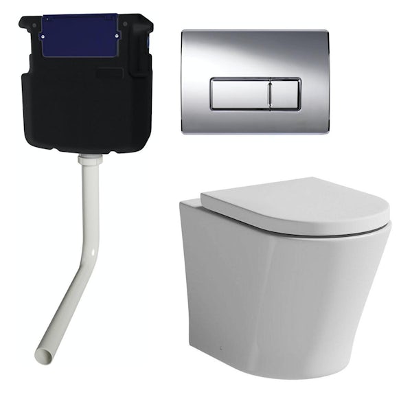 Mode Tate back to wall toilet with soft close seat, concealed cistern and push plate