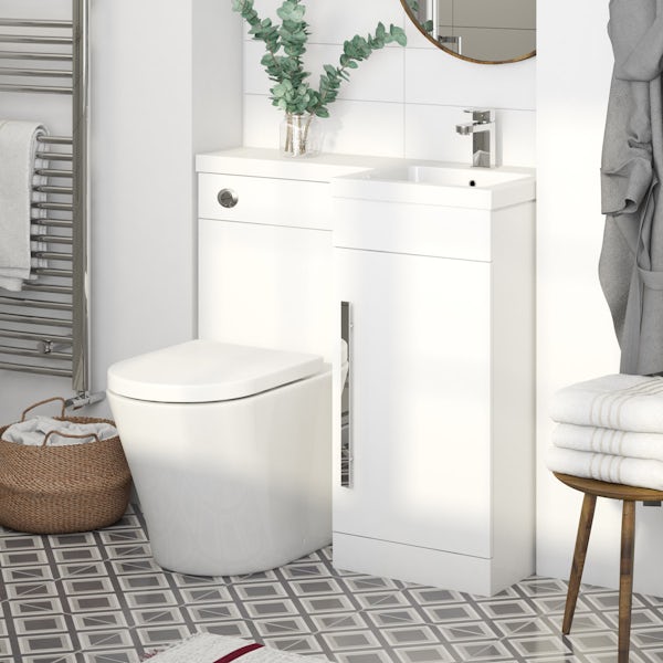 Orchard MySpace white right handed combination with contemporary back to wall toilet and seat