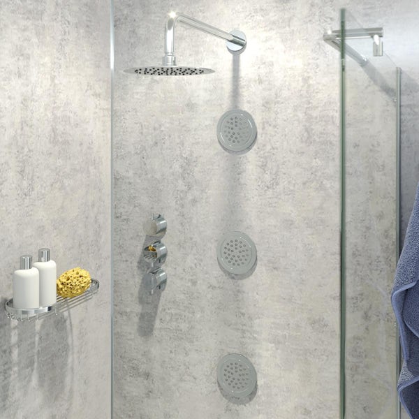 Mode Hardy thermostatic shower valve with body jets and wall shower set