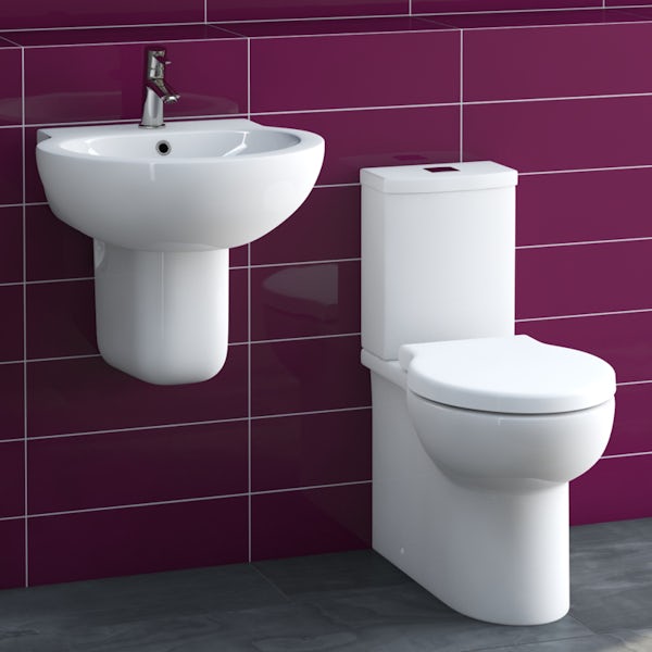 Madison close coupled toilet and semi pedestal basin suite 540mm