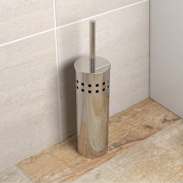 Options Round Freestanding Stainless Steel Toilet Brush Holder