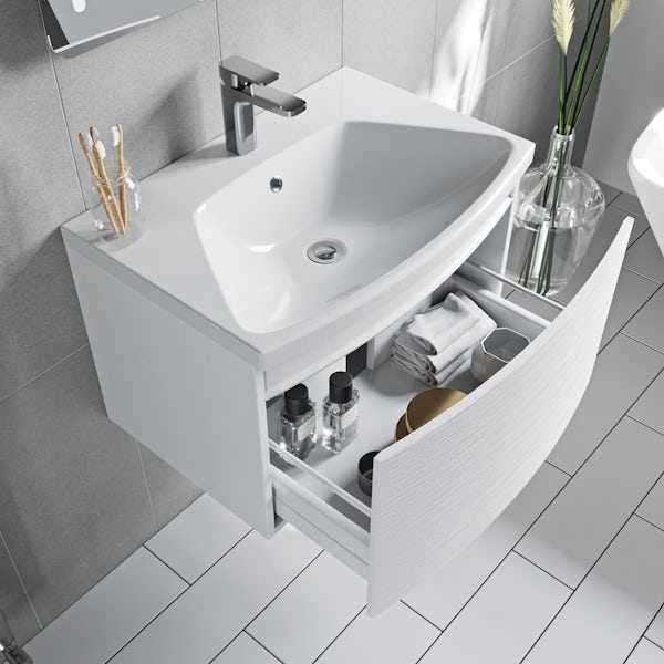 Mode Foster textured matte white wall hung vanity unit and basin 660mm