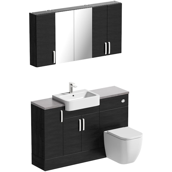 Reeves Nouvel quadro black small fitted furniture & storage combination with mineral grey worktop