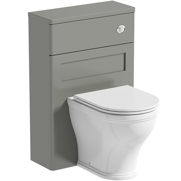The Bath Co. Aylesford pebble grey furniture suite with toilet and tap