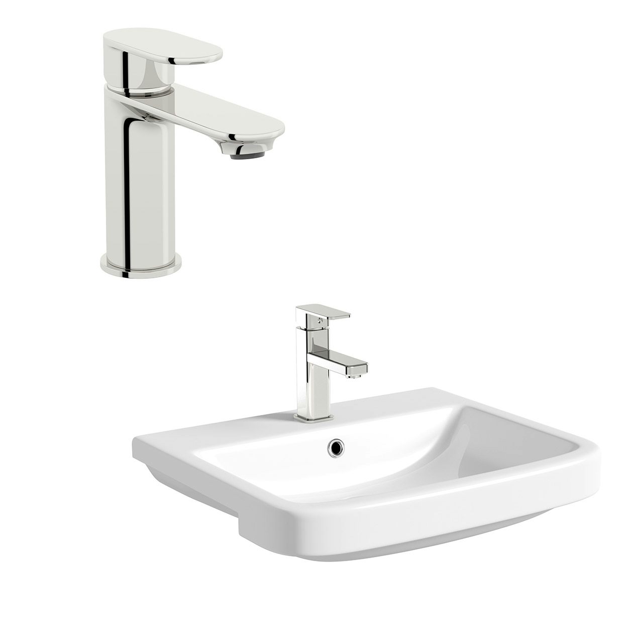 Mode Carter 1 tap hole semi recessed countertop basin 550mm with tap