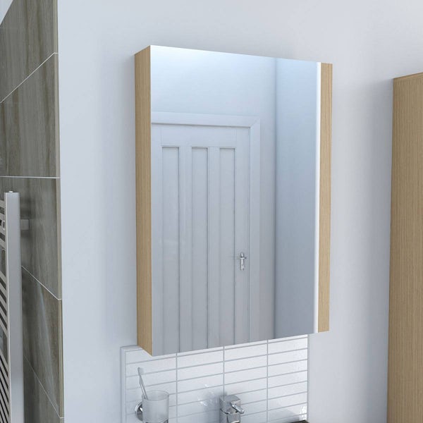 Drift White & Oak Mirror Cabinet