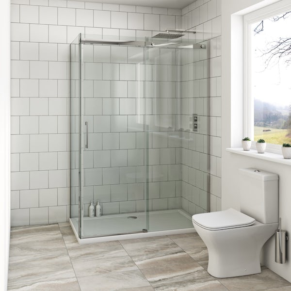 Mode Harrison complete bathroom suite with enclosure, tray, shower and taps