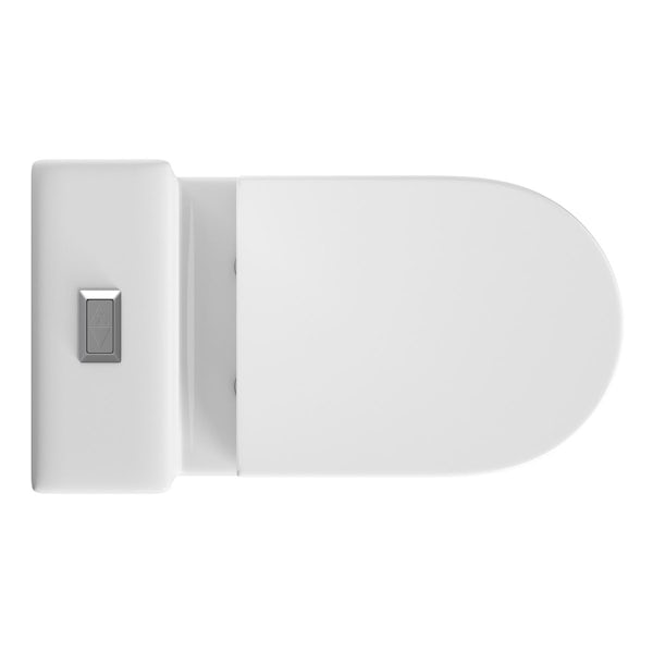 Orchard Dee close coupled toilet with rectangular push button and soft close toilet seat