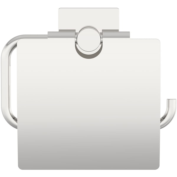 Accents square plate contemporary toilet roll holder with cover