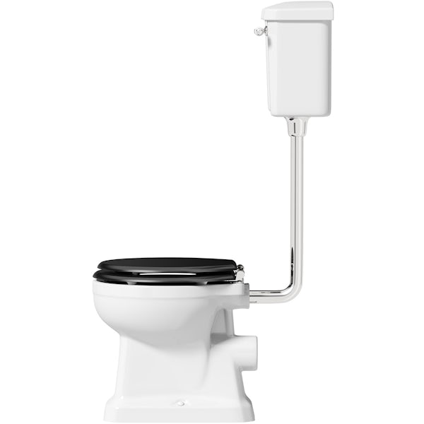 The Bath Co. Camberley low level toilet with wooden soft close seat black